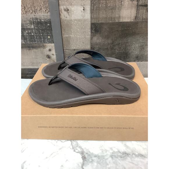 OluKai Men's 7 Brown Dark Wood Ohana Slide Sandals Casual Beach Summer LB7-2 - Picture 3 of 8